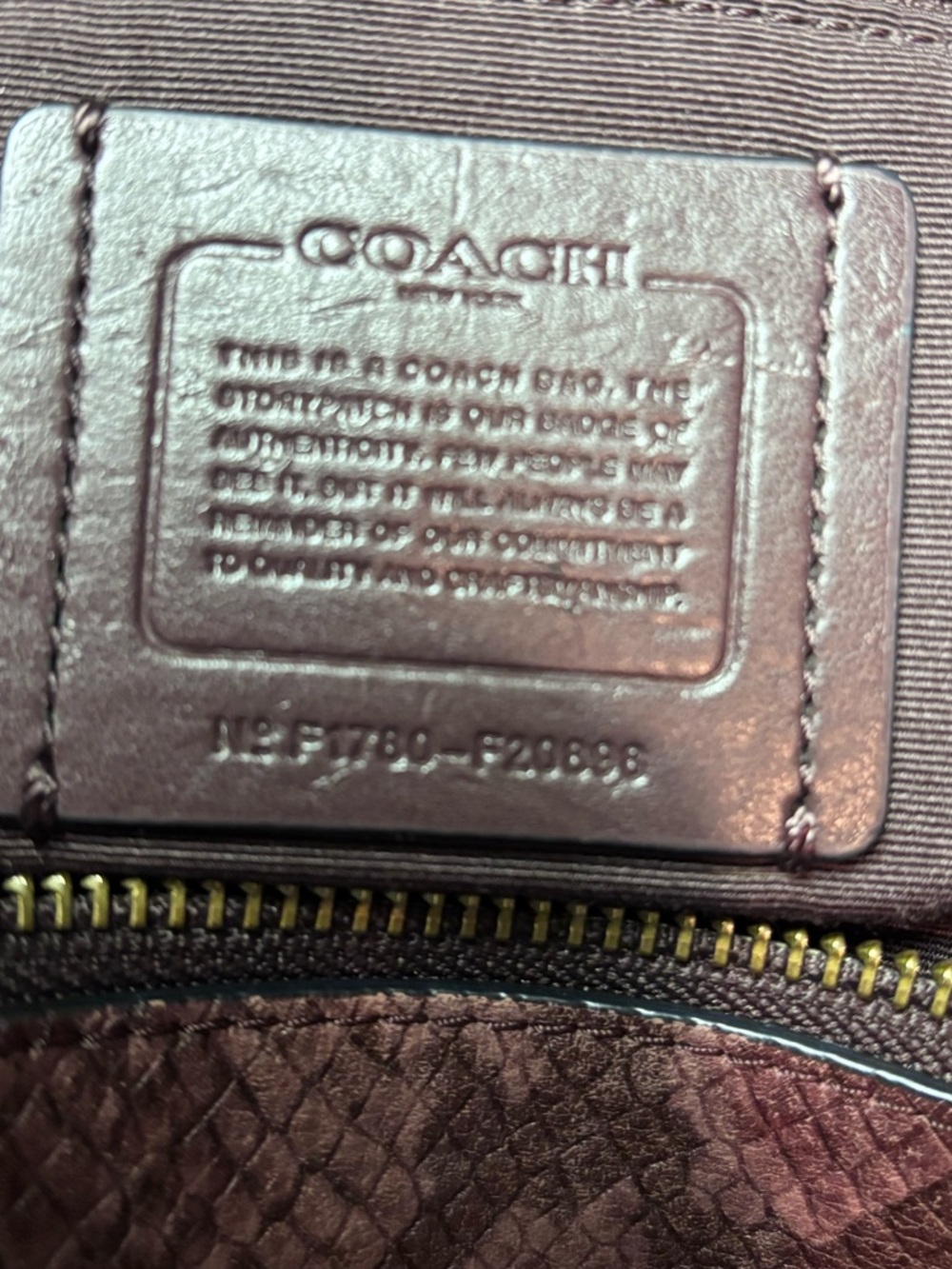 Coach Tyler Leather Tote Burgundy w/Purple/Snake Details, Crossbody Strap - Picture 15 of 16